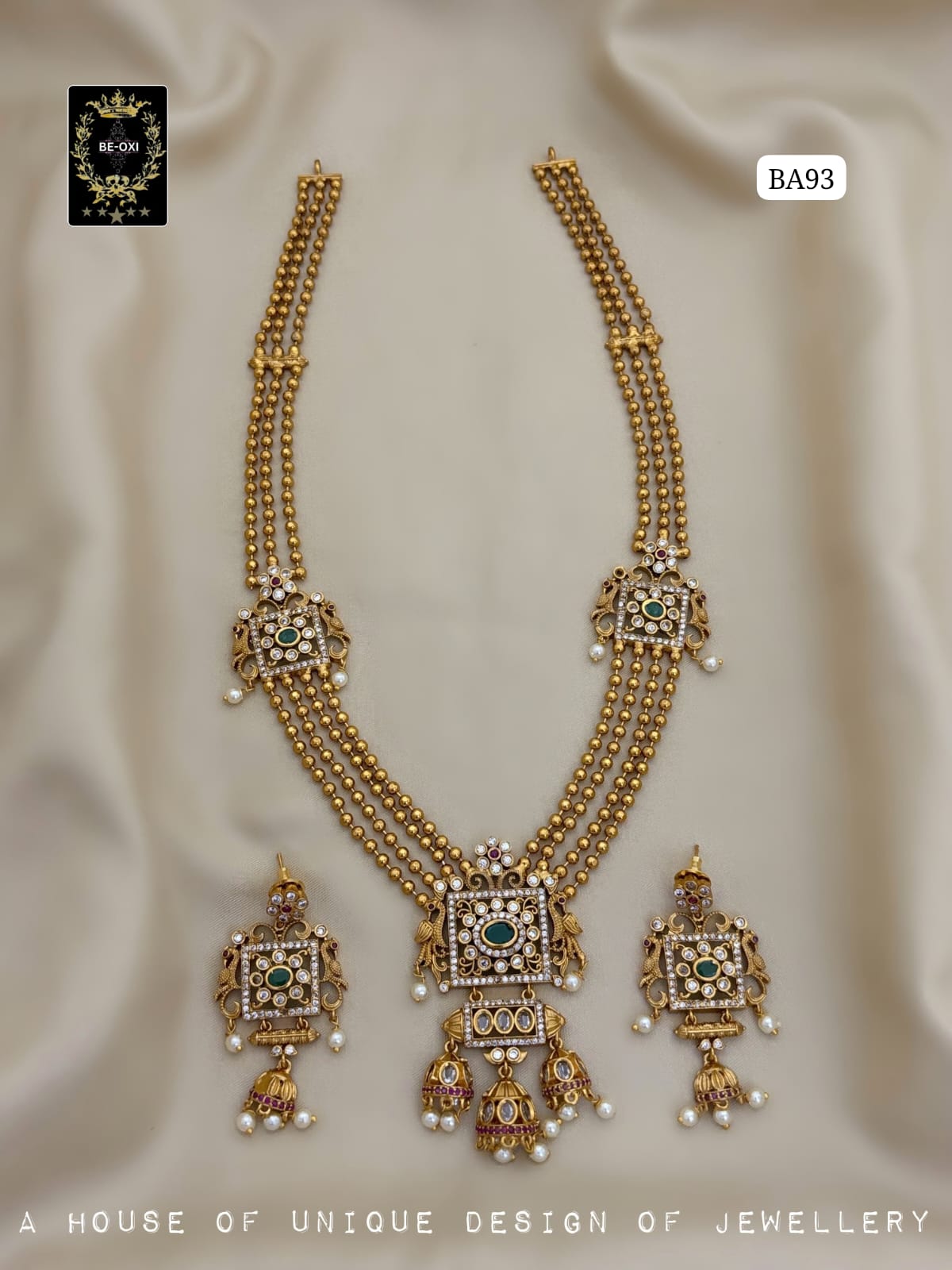 BA93 GOLDDUST POLKI STONE NECKLACE