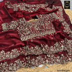 BSH180E1550 Fendy Satin Premium Designer Saree Readymade blouse  Upto 42 C8