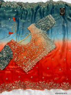 BSH220E1870 FENDY SATIN PREMIUM  DESIGNER SAREE READY MADE BLOUSE UPTO 42