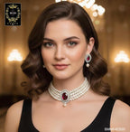 BMH64E550 WINE STONE PEARL CHOKER