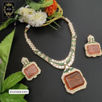 B1H506E4301 Premium Big Dublet Stone Necklace