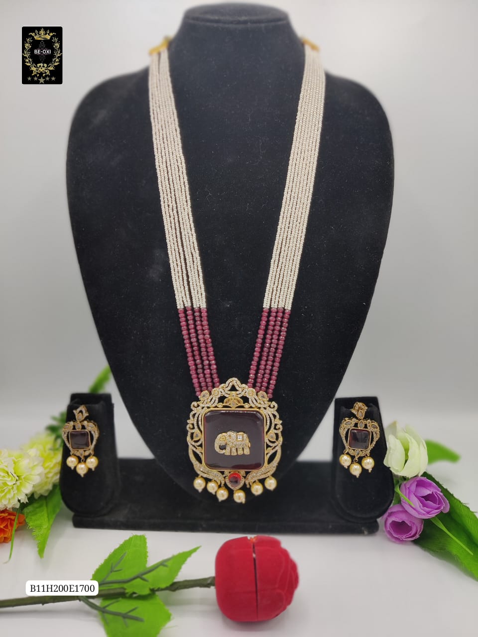 B11H200E1700 ELEPHANT MONALISA LONG NECKLACE