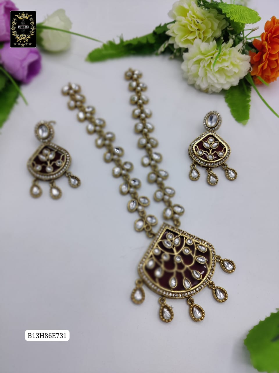 B13H86E731 POLKI MONALISA NECKLACE