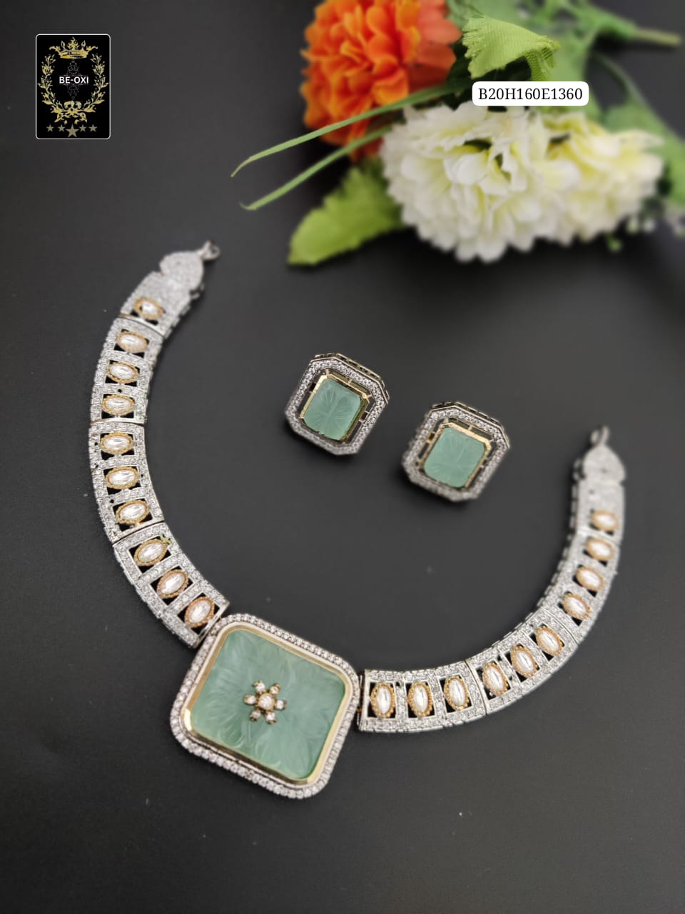 B20H160E1360  MOSSANITE HASULI NECKLACE