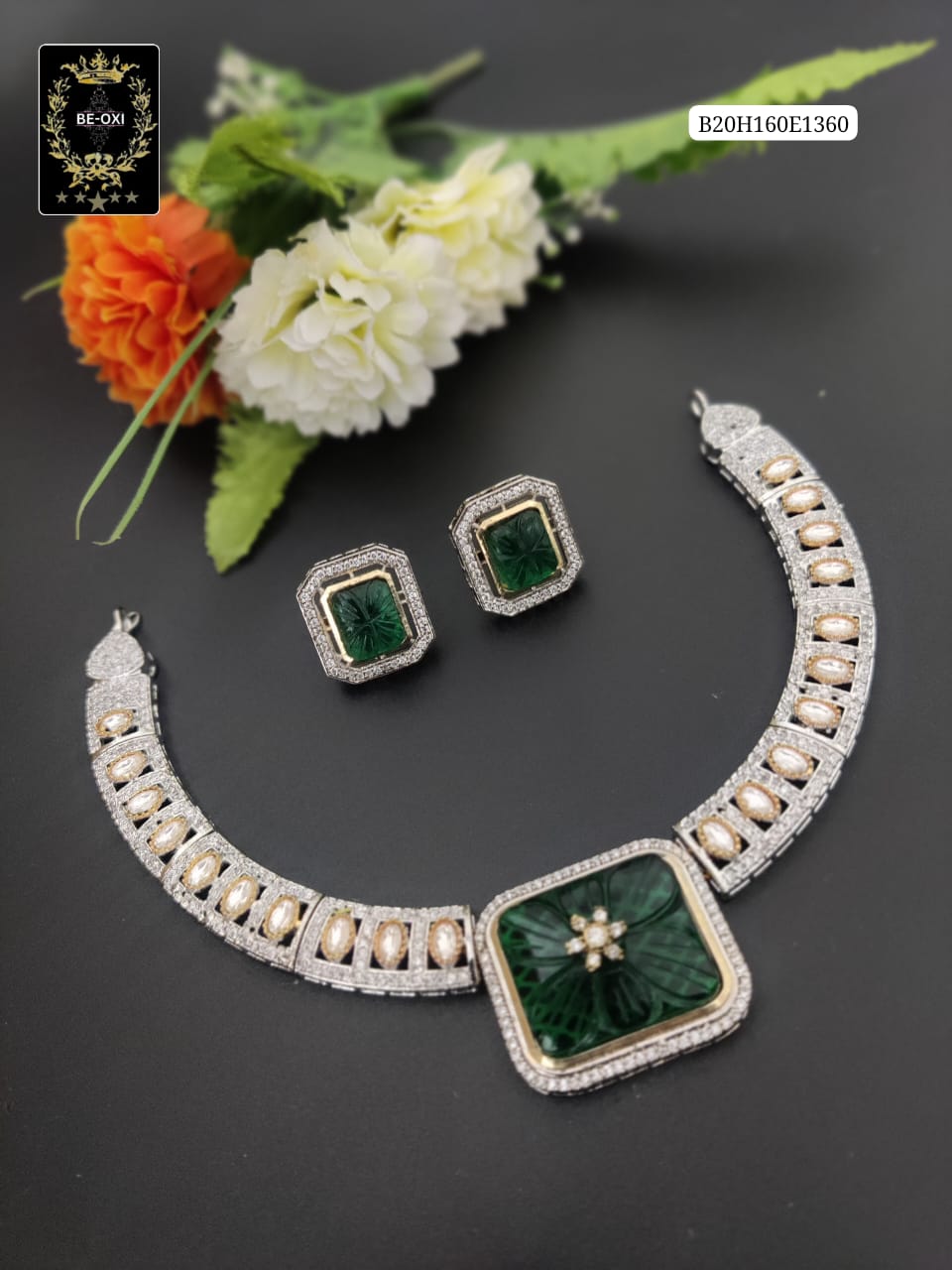 B20H160E1360  MOSSANITE HASULI NECKLACE