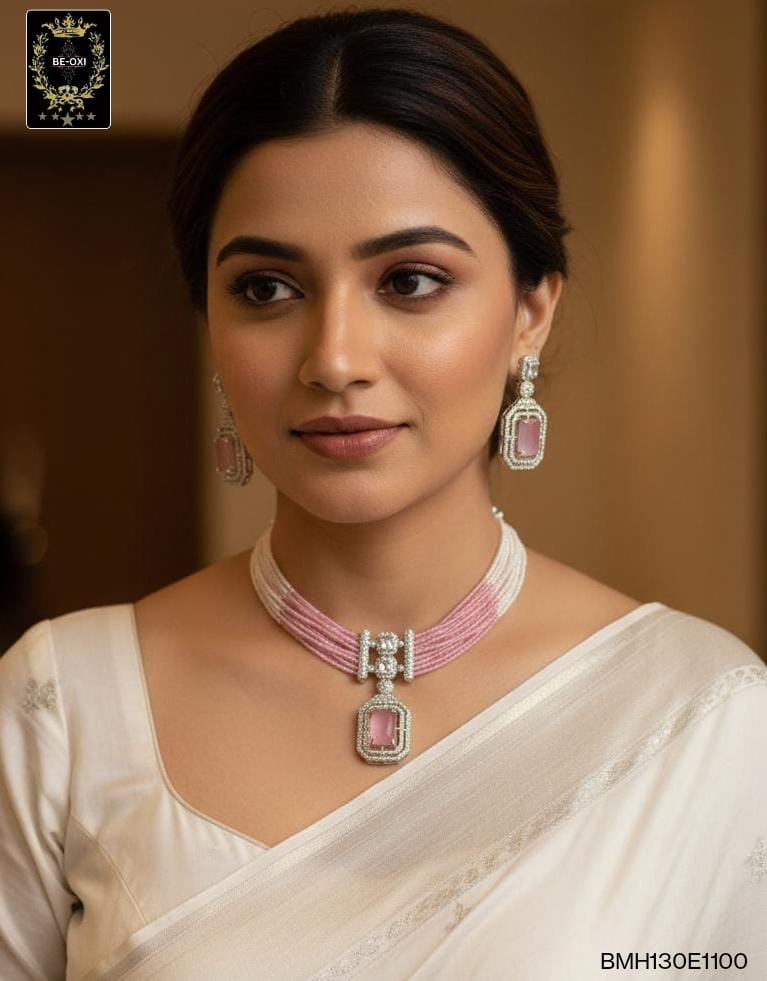 BMH130E1100 PINK STONE HYDRO CRYSTAL CHOKER