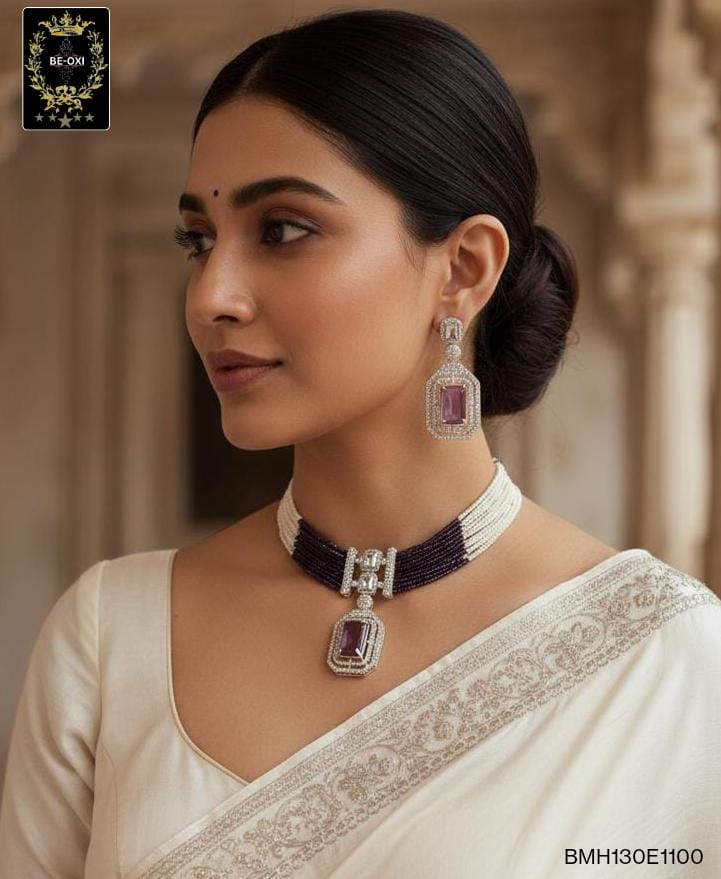 BMH130E1100 PURPLE STONE HYDRO CRYSTAL CHOKER