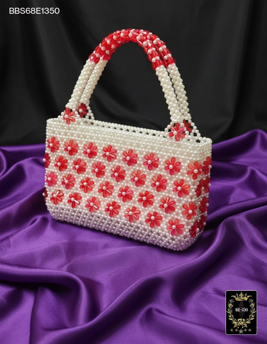 BBS68 PEARL HANDCRAFT HANDBAGS RED