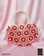 BBS68 PEARL HANDCRAFT HANDBAGS RED 1