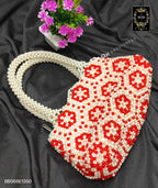 BBS68 PEARL HANDCRAFT HANDBAGS RED 1