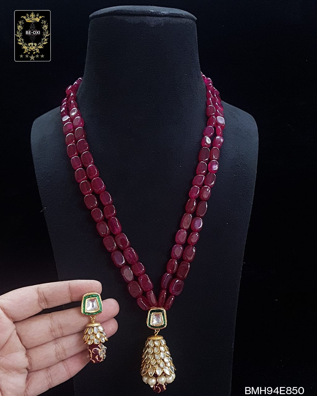 BMH94E899 MARRON ORIGINAL BEADS KUNDAN LONG