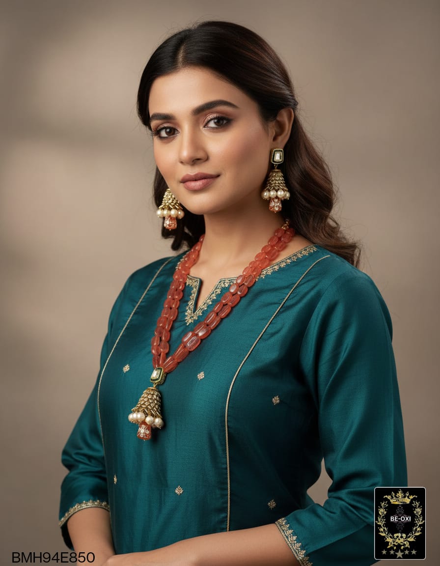 BMH94E899 PEACH ORIGINAL BEADS KUNDAN LONG