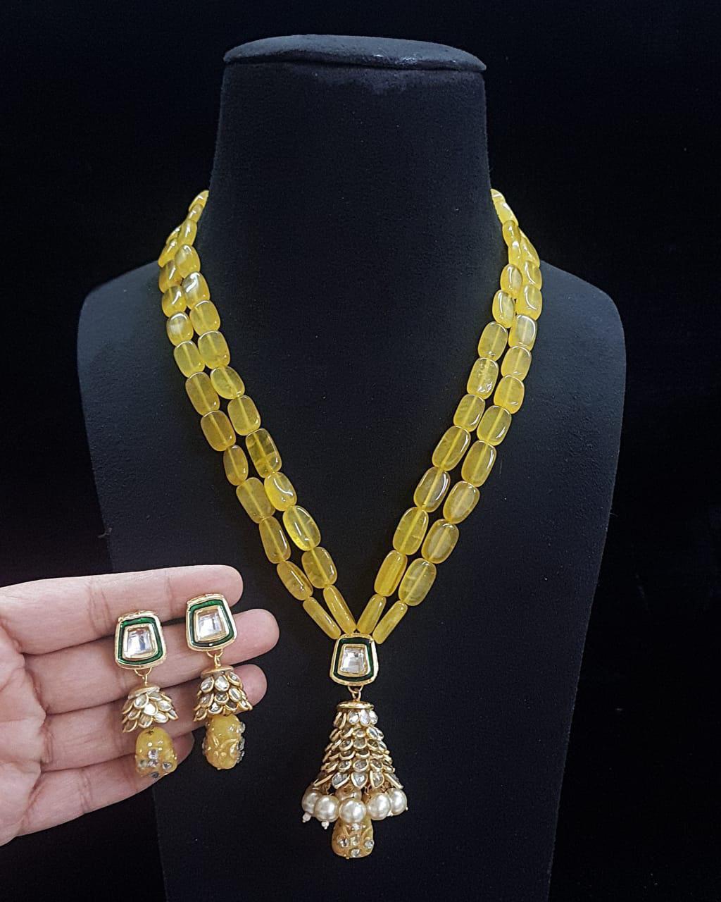 BMH94E899YELLOW ORIGINAL BEADS KUNDAN LONG