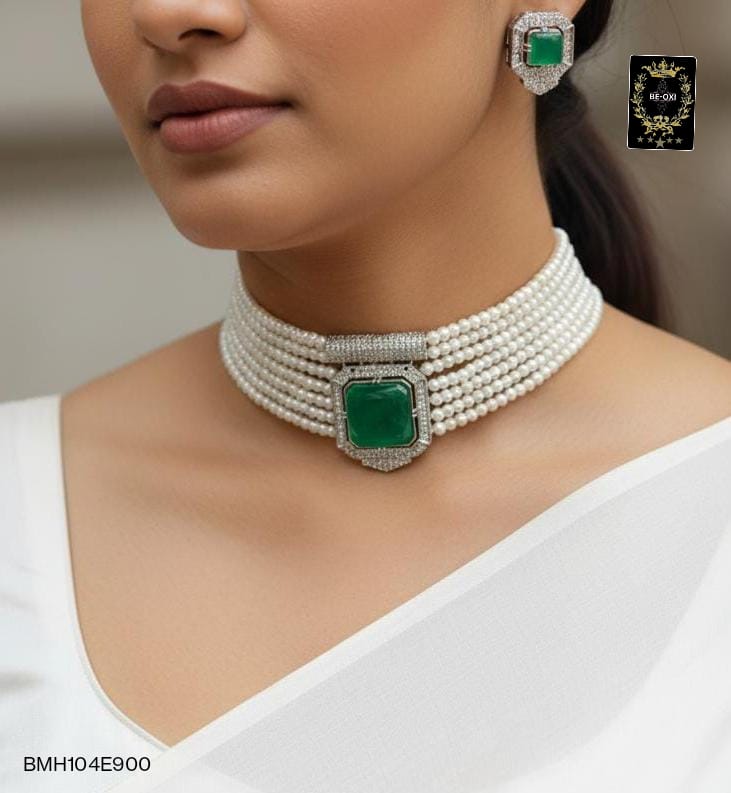 BMH104E900 GREEN PEARL HANCARFT MONALISHA CHOKER