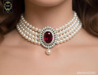 BMH64E550 WINE STONE PEARL CHOKER