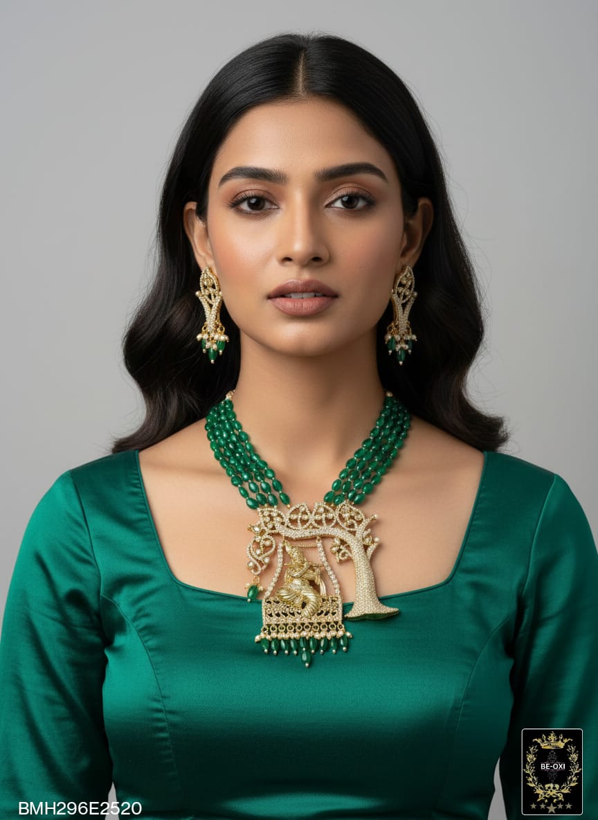 BMH296E2520 GREEN MOISSANITE KRISHNA LONG