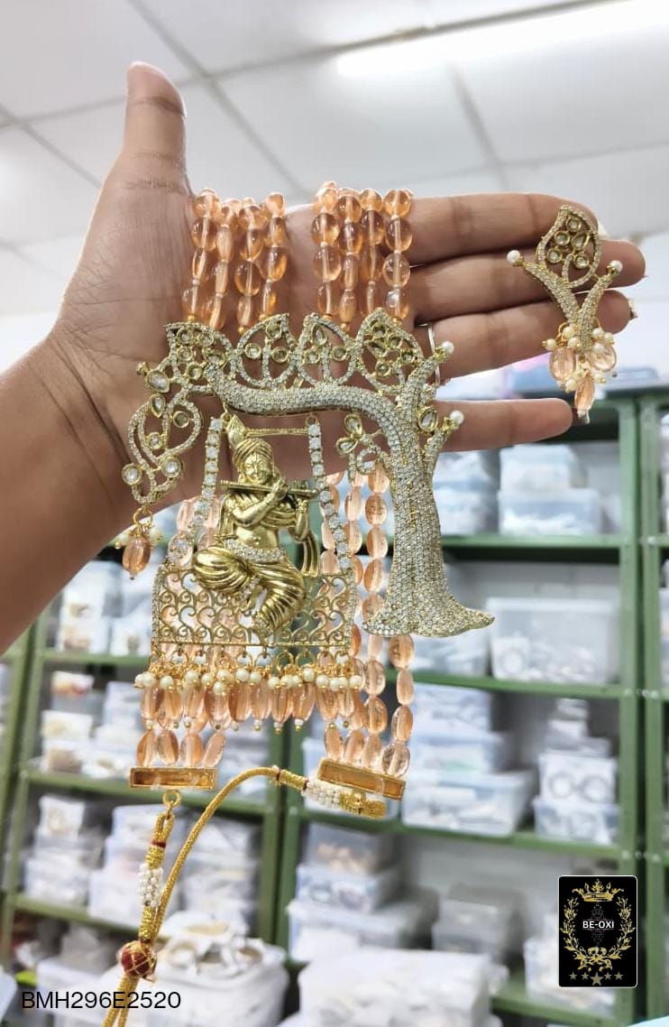 BMH296E2520 PEACH MOISSANITE KRISHNA LONG