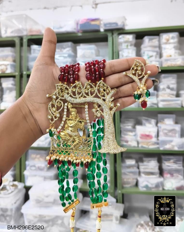 BMH296E2520 GREEN & MARRON MOISSANITE KRISHNA LONG