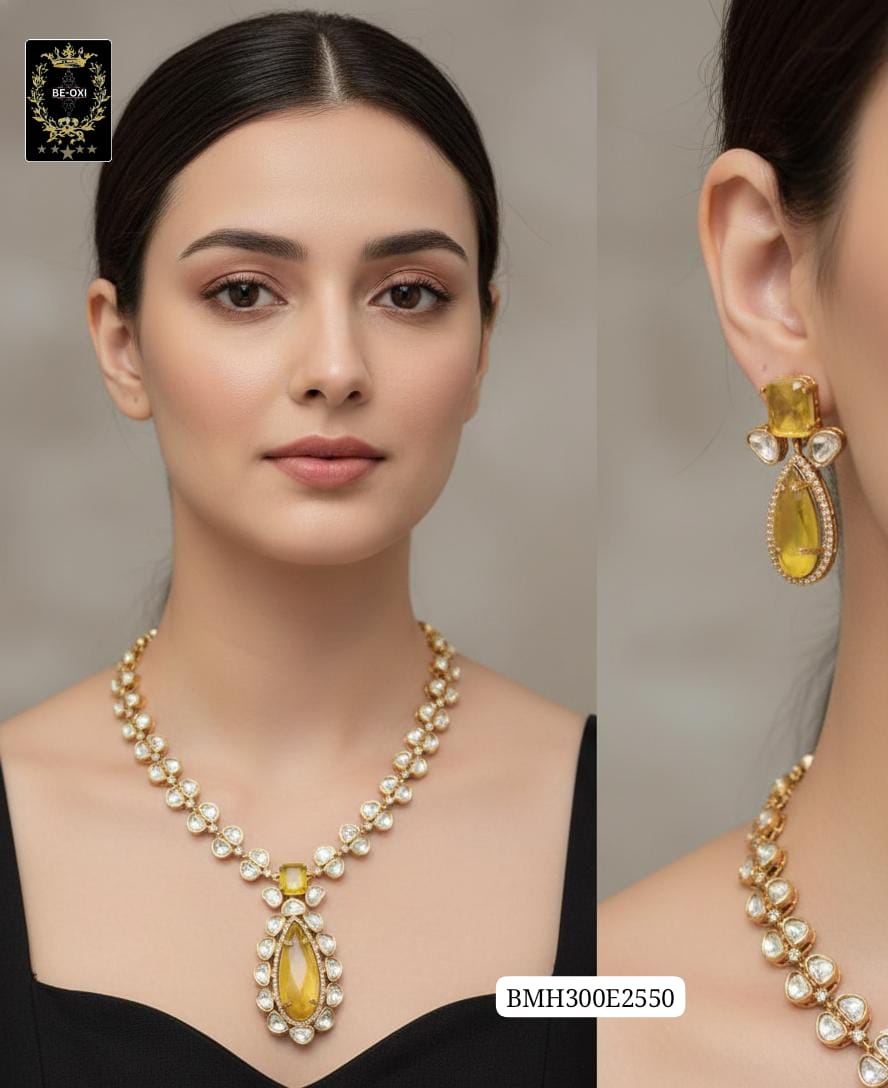 BMH300E2550 YELLOW MOSSANITE NECKLACE