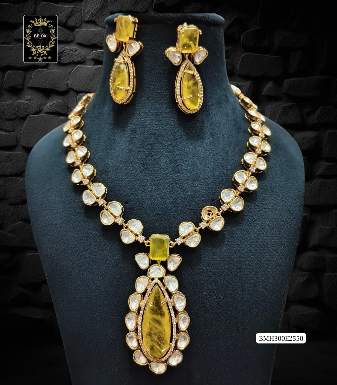 BMH300E2550 YELLOW MOSSANITE NECKLACE