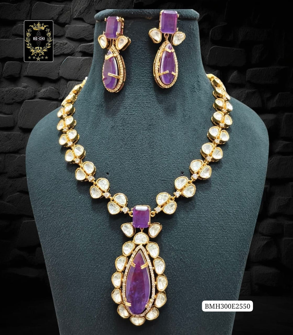 BMH300E2550 LAVENDER MOSSANITE NECKLACE