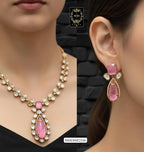 BMH300E2550 AQUA PINK MOSSANITE NECKLACE