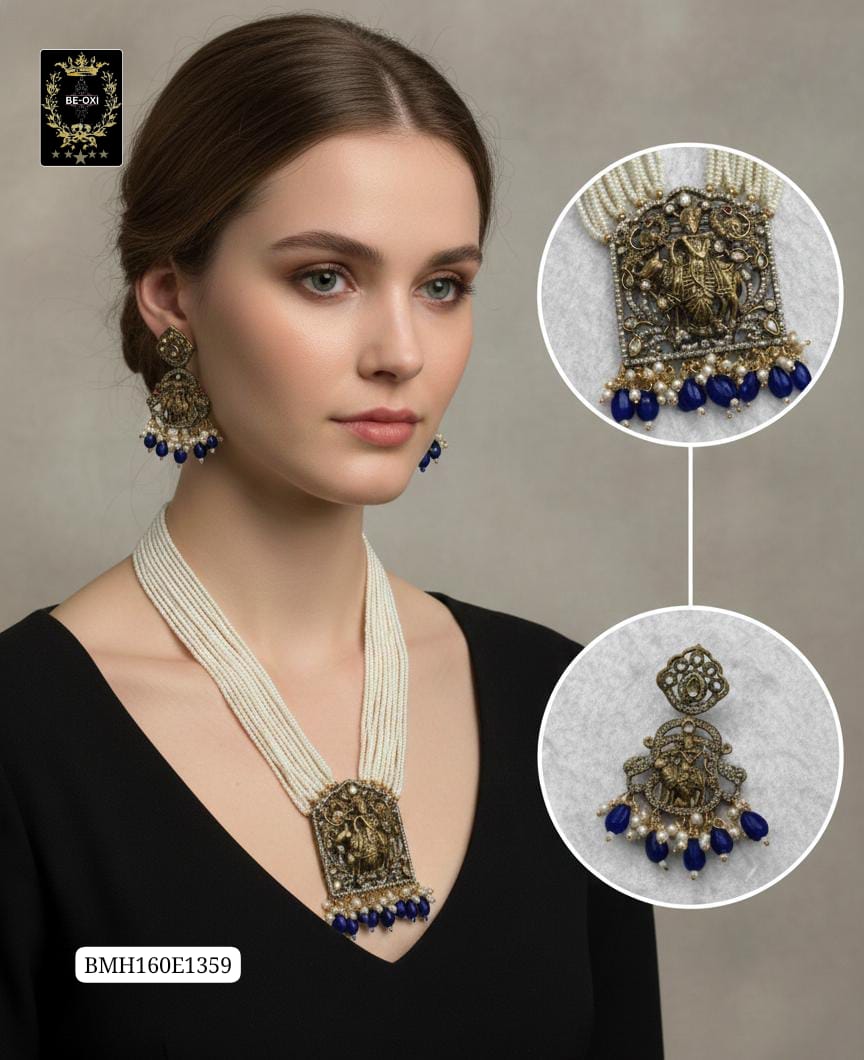 BMH160E1359 BLUE KRISHNA BRASS MOSSANITE LONG