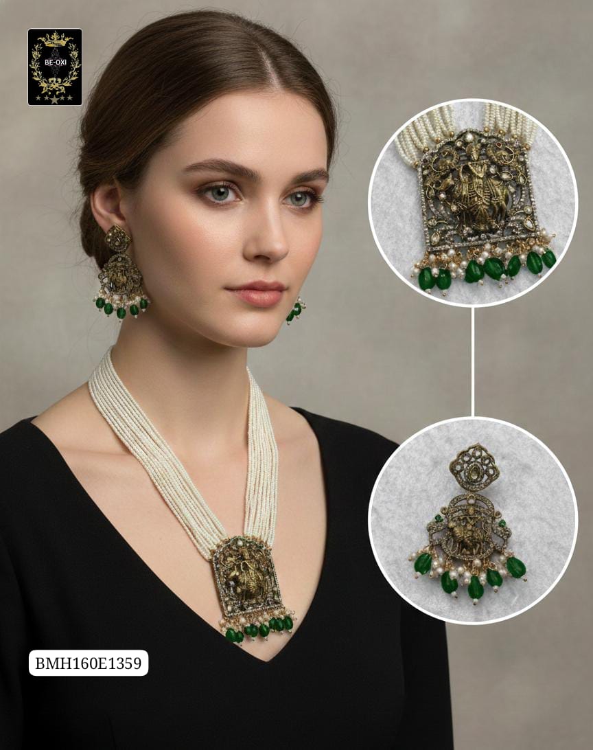 BMH160E1359 AQUA BLUE KRISHNA BRASS MOSSANITE LONG