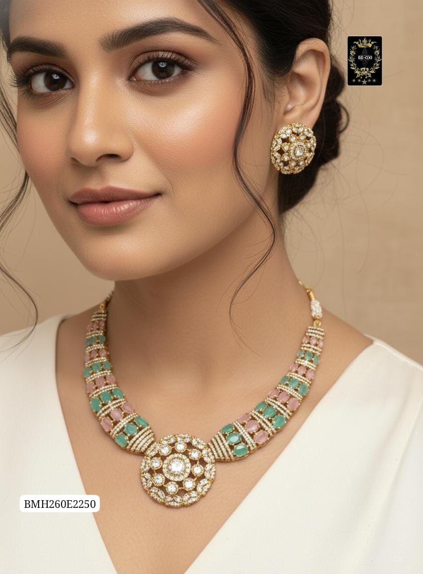 BMH260E2250 PINK AND MINT HASULI AD NECKLACE