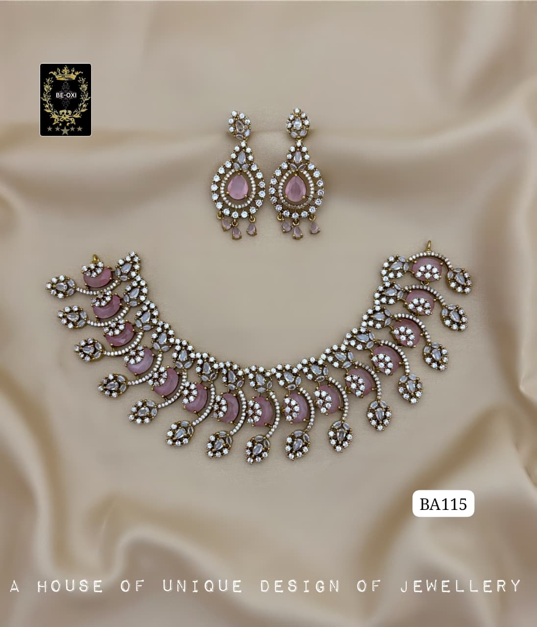 BA115 PINK SEMI BRIDAL AD CHOKER