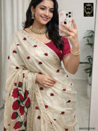 BSH130E1110 Rangoli silk with embroidery 🪡 work and mirror work Red