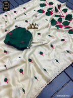 BSH130E1110 Rangoli silk with embroidery 🪡 work and mirror work Green