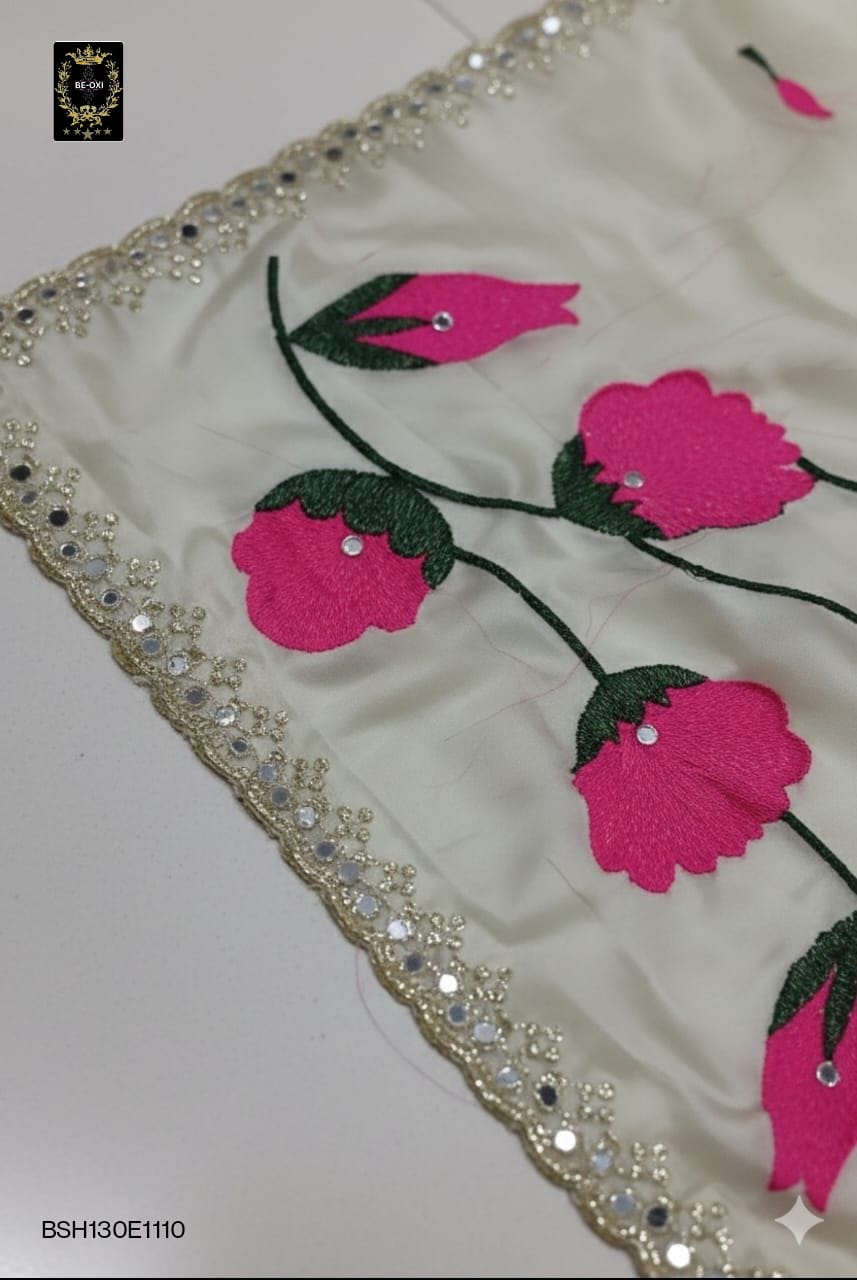 BSH130E1110 Rangoli silk with embroidery 🪡 work and mirror work Red