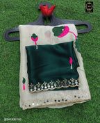 BSH130E1110 Rangoli silk with embroidery 🪡 work and mirror work Green