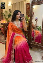 BSH220E1870 FENDY SATIN PREMIUM  DESIGNER SAREE READY MADE BLOUSE UPTO 42 3