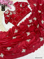 BSH240E2050 Fendy Satin Premium Designer Saree. C1 RED