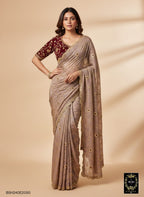 BSH240E2050 Fendy Satin Premium Designer Saree. Hand work and cut work all over Lavender (Copy)