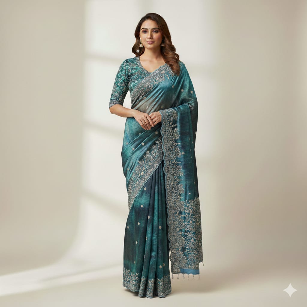 BSH180E1550 Fendy Satin Premium Designer Saree Readymade blouse  Upto 42 C10