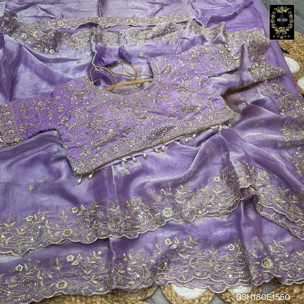 BSH180E1550 Fendy Satin Premium Designer Saree Readymade blouse  Upto 42 C9