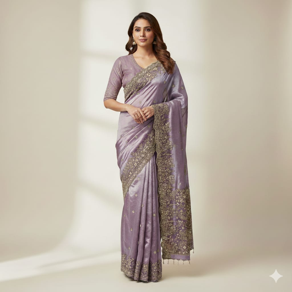 BSH180E1550 Fendy Satin Premium Designer Saree Readymade blouse  Upto 42 C9