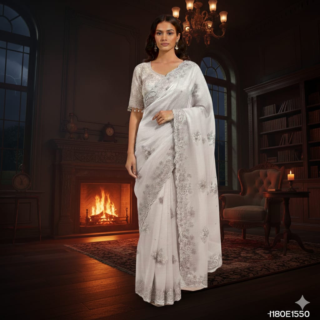 BSH180E1550 Fendy Satin Premium Designer Saree Readymade blouse  Upto 42 C7