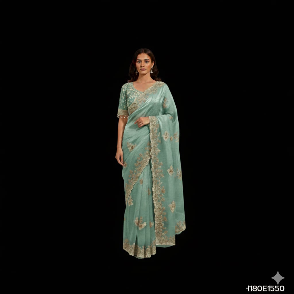 BSH180E1550 Fendy Satin Premium Designer Saree Readymade blouse  Upto 42 C6