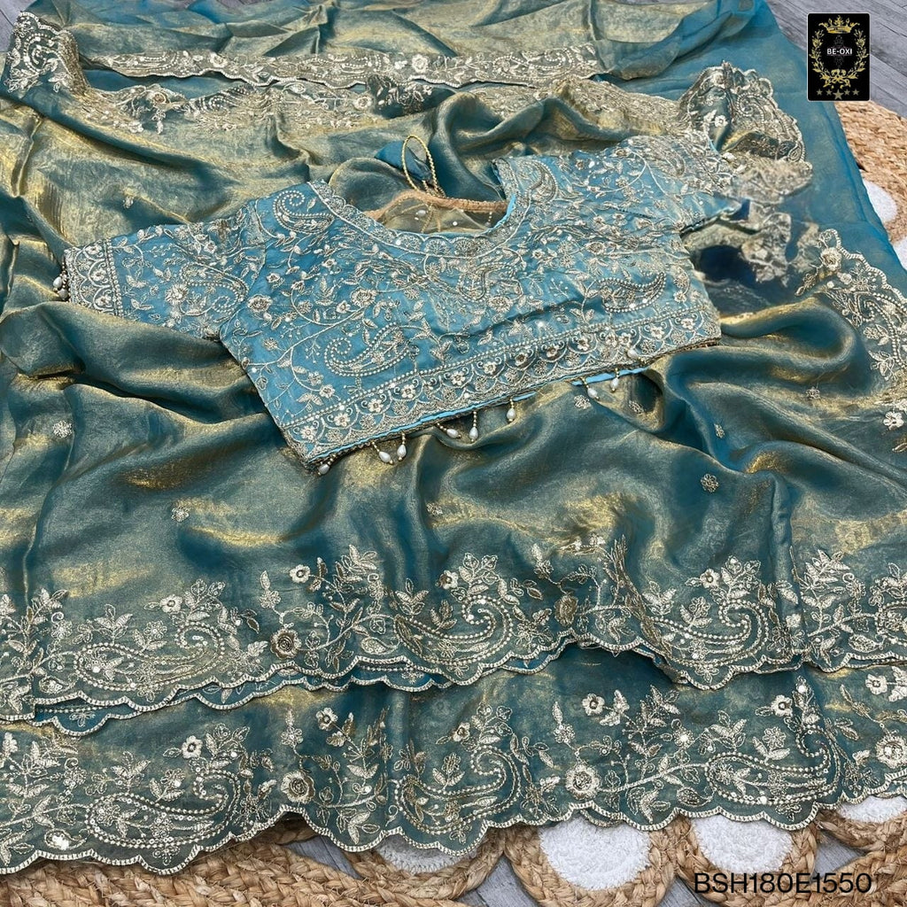 BSH180E1550 Fendy Satin Premium Designer Saree Readymade blouse  Upto 42 C6