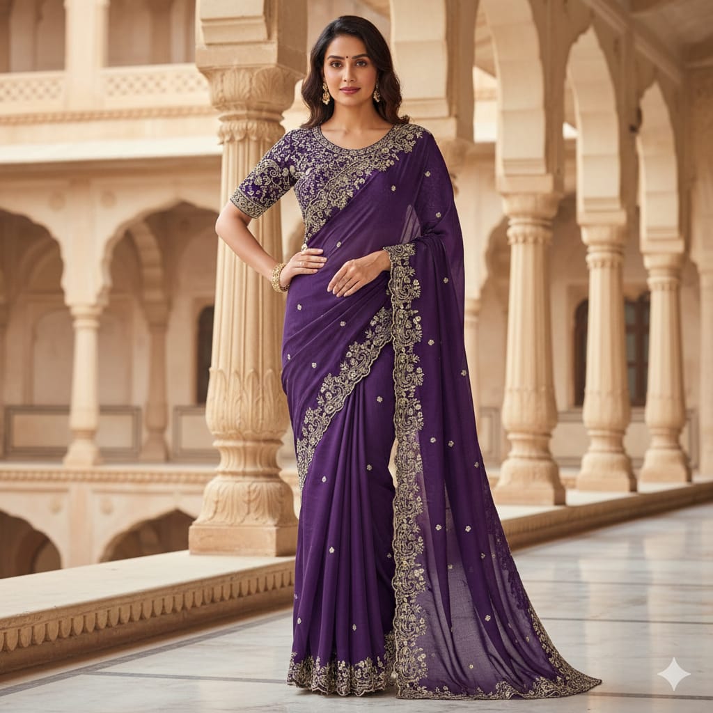BSH180E1550 Fendy Satin Premium Designer Saree Readymade blouse  Upto 42 C2