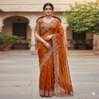 BSH180E1550 Fendy Satin Premium Designer Saree Readymade blouse  Upto 42 C1