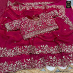 BSH180E1550 Fendy Satin Premium Designer Saree Readymade blouse  Upto 42 C12