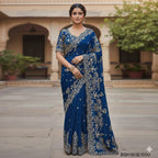 BSH180E1550 Fendy Satin Premium Designer Saree Readymade blouse  Upto 42 C15