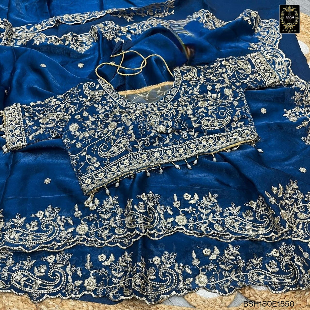 BSH180E1550 Fendy Satin Premium Designer Saree Readymade blouse  Upto 42 C15