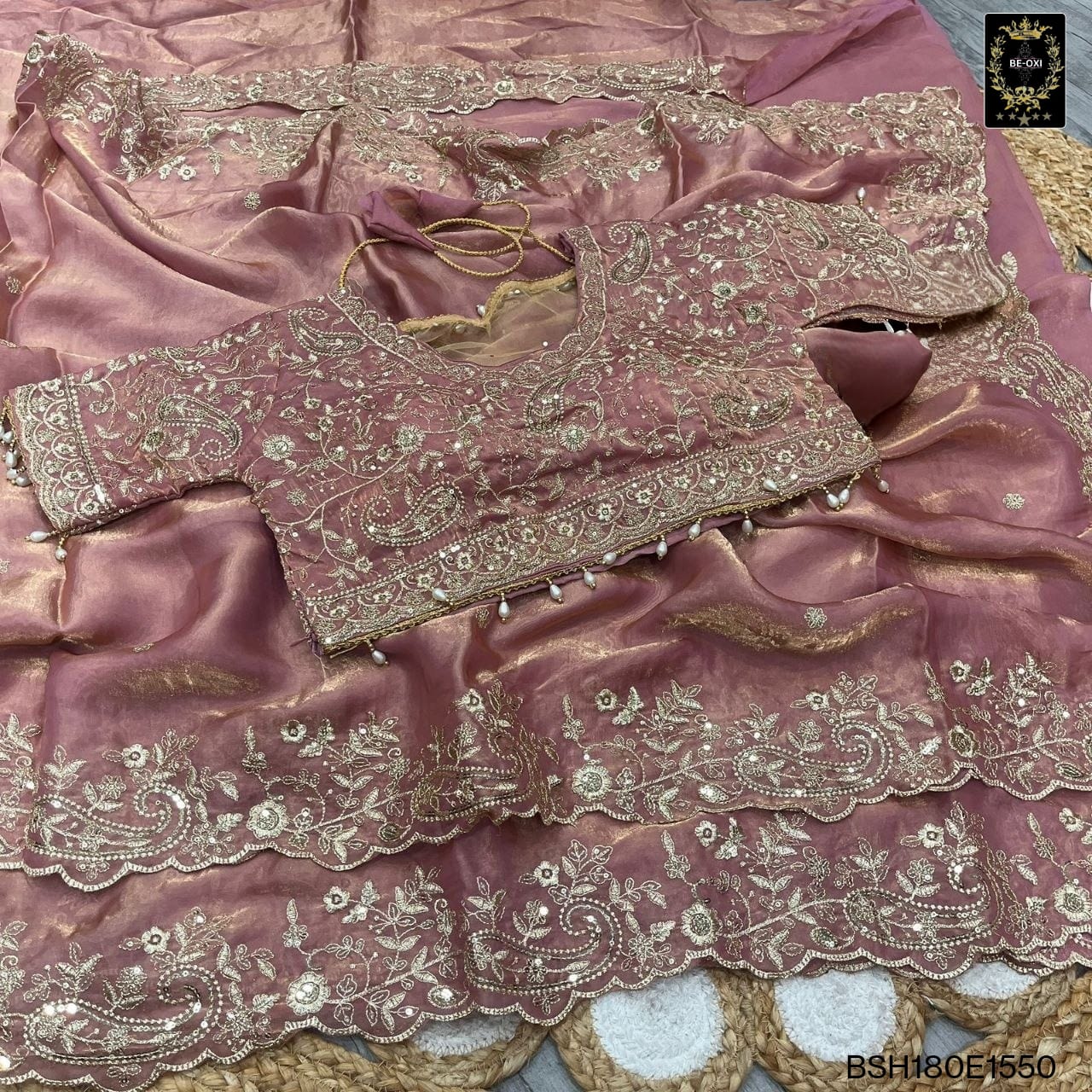 BSH180E1550 Fendy Satin Premium Designer Saree Readymade blouse  Upto 42 C14