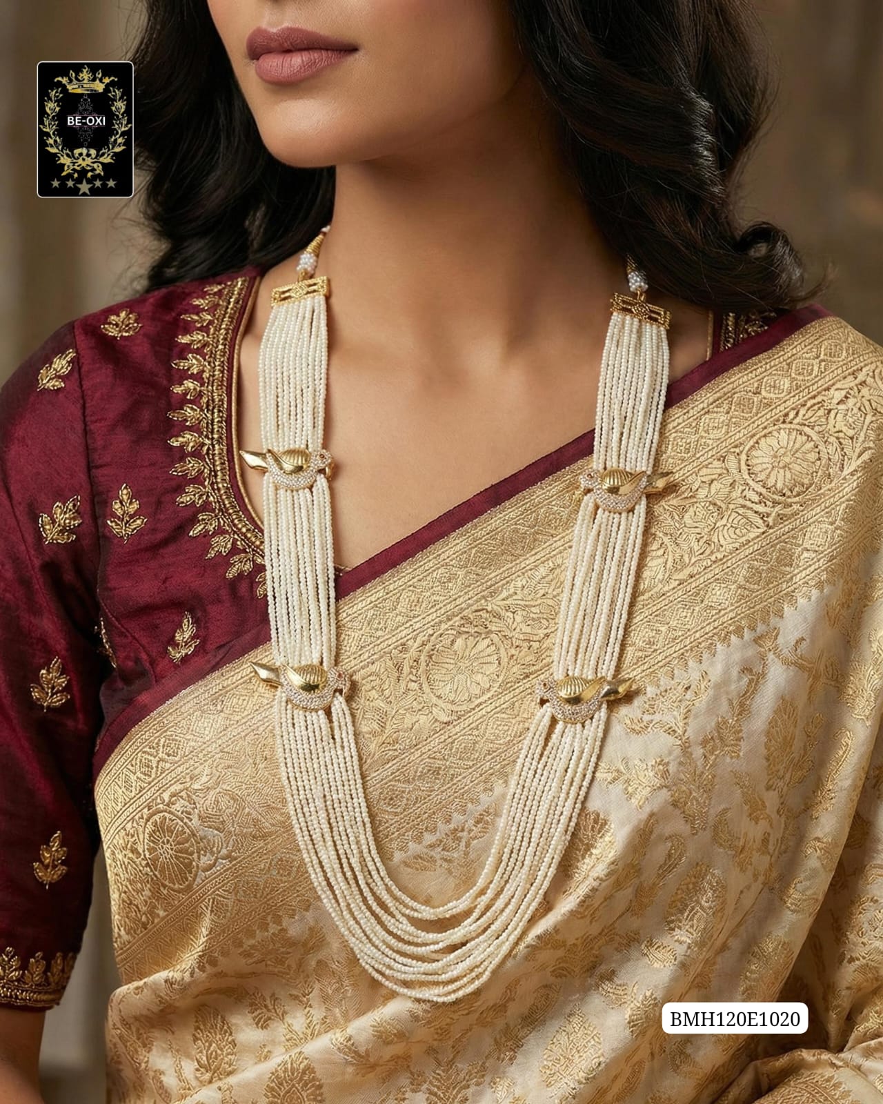 BMH120E1020 BIRD WHITE CHINI LONG NECKLACE